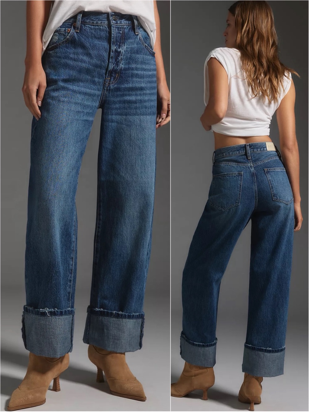 Pistola Ryder High Rise Wide Leg Cuffed Straight Jeans in Fulton Size 26